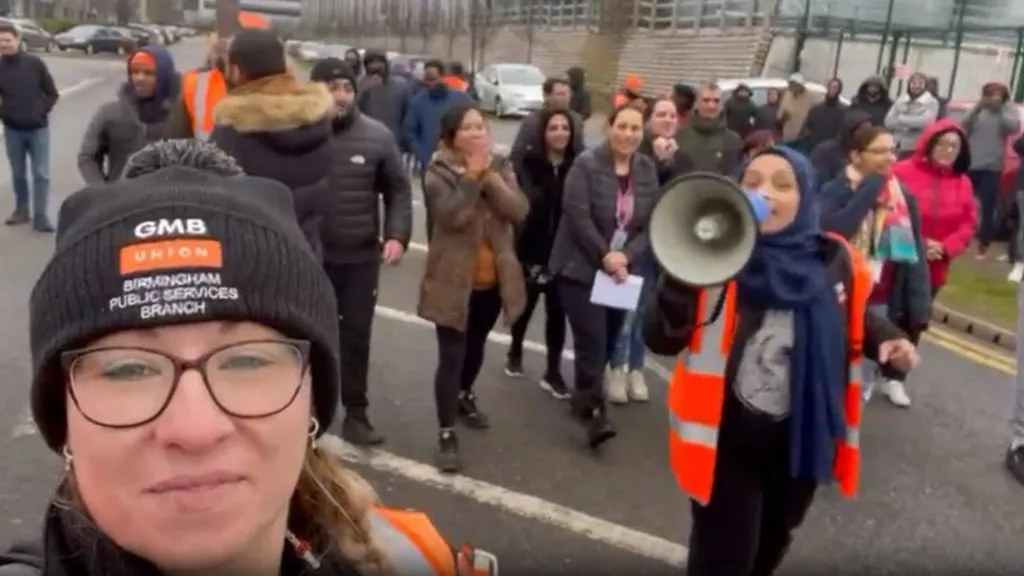 Group of Amazon workers at a protest