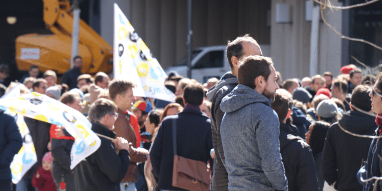 Large group of people at a protest